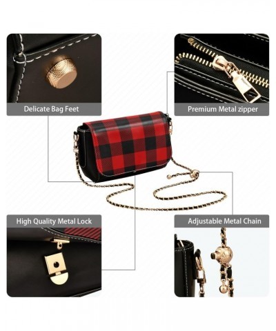 Christmas Crossbody Handbag Retro Buffalo Plaid PU Leather Shoulder Bag Sturdy Travel Pouch Compact Chic Bag for Women Everyd...