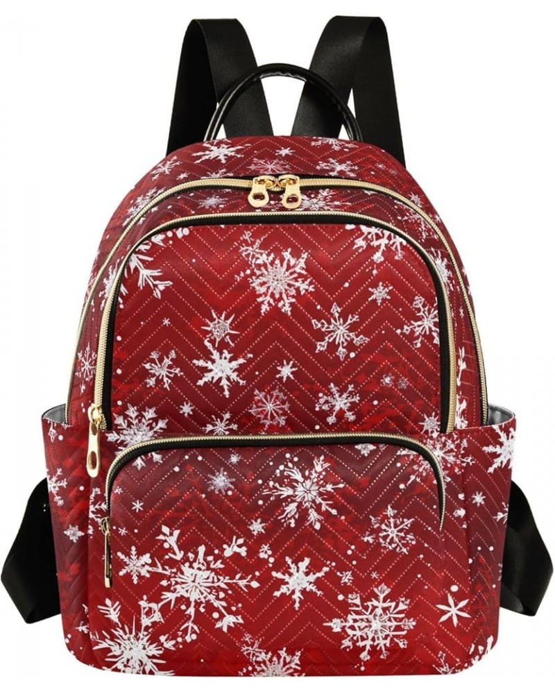 Christmas Snowflake Red Backpack Purse for Women Small Travel Bag Fashion Daypack M 202a1922 M(11.4"x6.1"x14.17") 202a1922 $1...