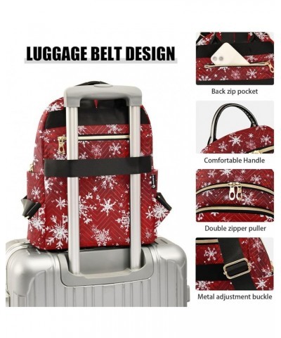 Christmas Snowflake Red Backpack Purse for Women Small Travel Bag Fashion Daypack M 202a1922 M(11.4"x6.1"x14.17") 202a1922 $1...