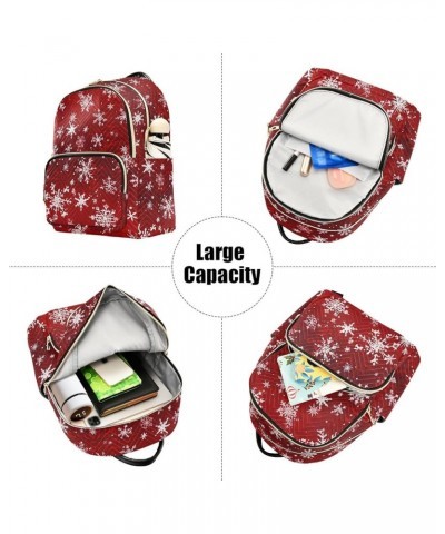 Christmas Snowflake Red Backpack Purse for Women Small Travel Bag Fashion Daypack M 202a1922 M(11.4"x6.1"x14.17") 202a1922 $1...