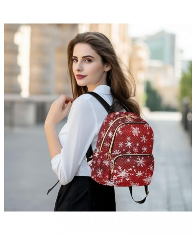 Christmas Snowflake Red Backpack Purse for Women Small Travel Bag Fashion Daypack M 202a1922 M(11.4"x6.1"x14.17") 202a1922 $1...