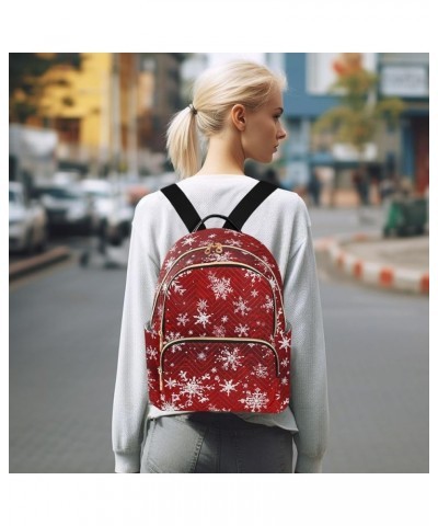 Christmas Snowflake Red Backpack Purse for Women Small Travel Bag Fashion Daypack M 202a1922 M(11.4"x6.1"x14.17") 202a1922 $1...