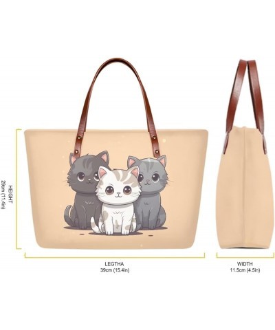 Tote Purse and Wallet Set,Large Handbags Storage Top Handle Shoulder Bag and Long Leather Wallet Cat $24.01 Evening Bags