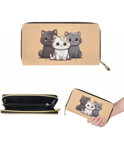 Tote Purse and Wallet Set,Large Handbags Storage Top Handle Shoulder Bag and Long Leather Wallet Cat $24.01 Evening Bags