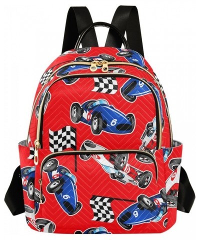 Red White Blue Racing Cars Backpack Purse for Women Ladies Fashion Travel College Shoulder Bags Back Pack Weekend Bag,M Mediu...