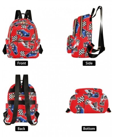 Red White Blue Racing Cars Backpack Purse for Women Ladies Fashion Travel College Shoulder Bags Back Pack Weekend Bag,M Mediu...