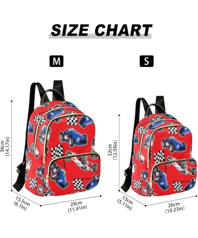 Red White Blue Racing Cars Backpack Purse for Women Ladies Fashion Travel College Shoulder Bags Back Pack Weekend Bag,M Mediu...