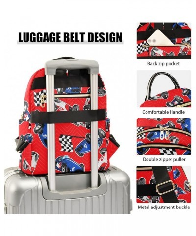 Red White Blue Racing Cars Backpack Purse for Women Ladies Fashion Travel College Shoulder Bags Back Pack Weekend Bag,M Mediu...