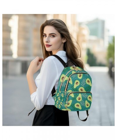 Avocado and Leaves Turquoise Backpack for Women Shoulder Bag Lightweight Mini Backpack Casual Daypack Back Pack Small(11.41''...