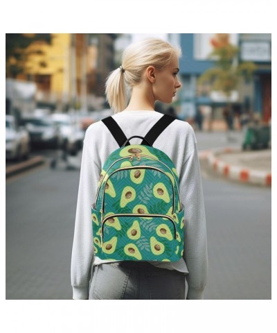 Avocado and Leaves Turquoise Backpack for Women Shoulder Bag Lightweight Mini Backpack Casual Daypack Back Pack Small(11.41''...