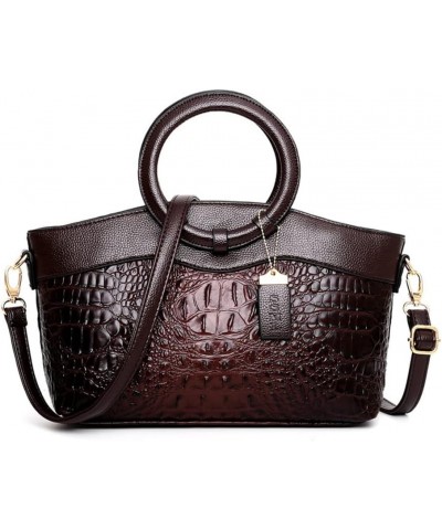 Shoulder Bags for Women Crocodile Leather Handbags Designer Women Messenger Bags Vintage Retro Tote Coffee $29.69 Totes