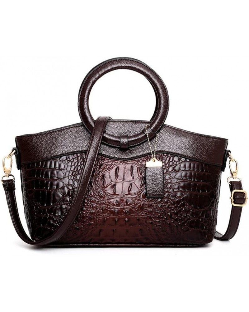 Shoulder Bags for Women Crocodile Leather Handbags Designer Women Messenger Bags Vintage Retro Tote Coffee $29.69 Totes