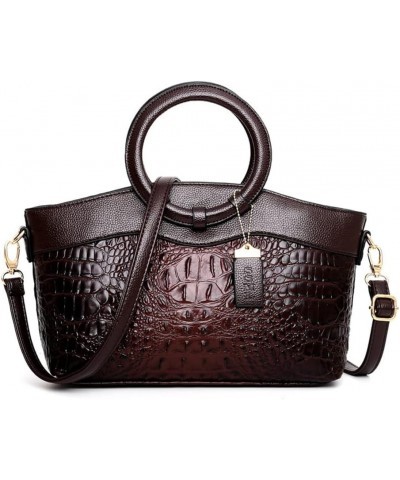 Shoulder Bags for Women Crocodile Leather Handbags Designer Women Messenger Bags Vintage Retro Tote Coffee $29.69 Totes