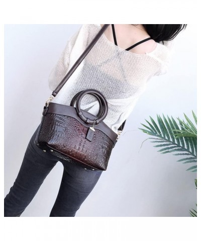 Shoulder Bags for Women Crocodile Leather Handbags Designer Women Messenger Bags Vintage Retro Tote Coffee $29.69 Totes