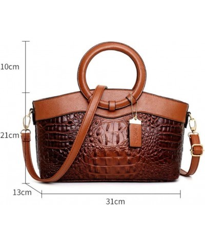 Shoulder Bags for Women Crocodile Leather Handbags Designer Women Messenger Bags Vintage Retro Tote Coffee $29.69 Totes