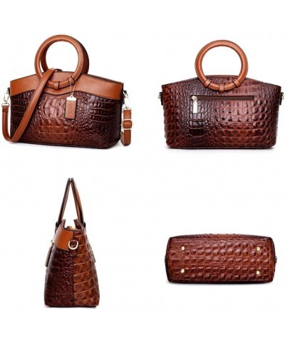 Shoulder Bags for Women Crocodile Leather Handbags Designer Women Messenger Bags Vintage Retro Tote Coffee $29.69 Totes