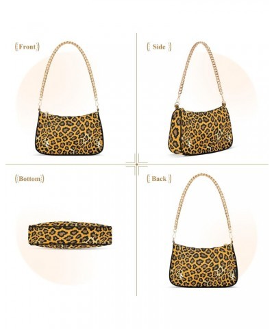 Leopard Print Clutch Shoulder Bag for Women, Hobo Tote Handbag with Gold Chain, Crossbody Bag with Zipper Closure $15.89 Totes