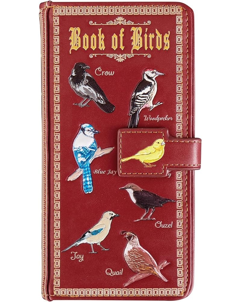 Book of Birds Magnetic Closure Red Wallet Red $16.30 Wallets