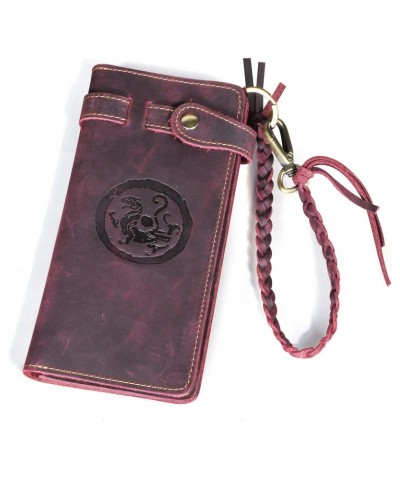 Womens Genuine Leather Bifold Organizer Checkbook Wallet Vintage Style Card Case (1 Wine Dragon) $27.12 Wallets