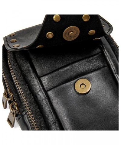 Punk Gothic Skull Carry Bag Fashion Rivet Handbag Single Shoulder Waist Bag Cell phone Wallet Steampunk Retro S2-fbg083bk-bla...