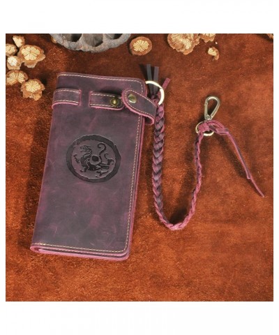 Womens Genuine Leather Bifold Organizer Checkbook Wallet Vintage Style Card Case (1 Wine Dragon) $27.12 Wallets