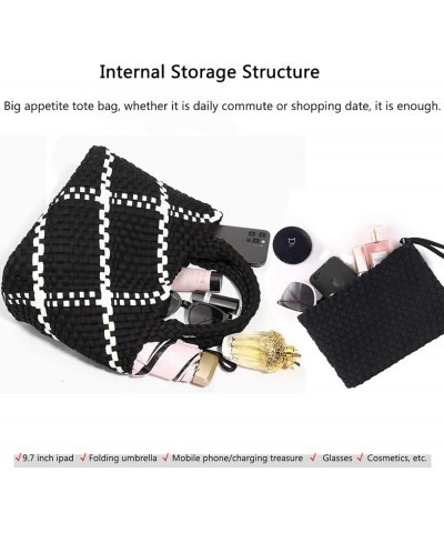 Fashion Hobo Bag Handmade Woven Casual Female Handbag Large Capacity Neoprene Tote Bag Patchwork Women Shoulder Bags Purple $...