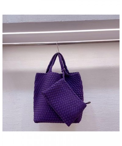 Fashion Hobo Bag Handmade Woven Casual Female Handbag Large Capacity Neoprene Tote Bag Patchwork Women Shoulder Bags Purple $...