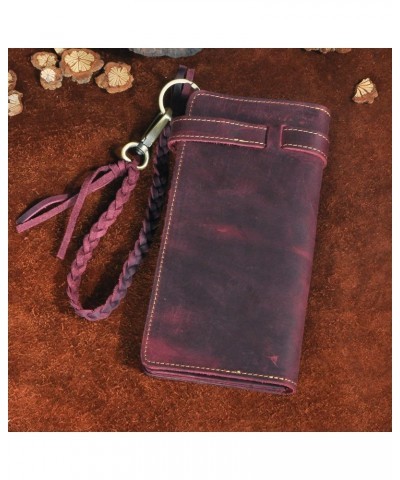 Womens Genuine Leather Bifold Organizer Checkbook Wallet Vintage Style Card Case (1 Wine Dragon) $27.12 Wallets