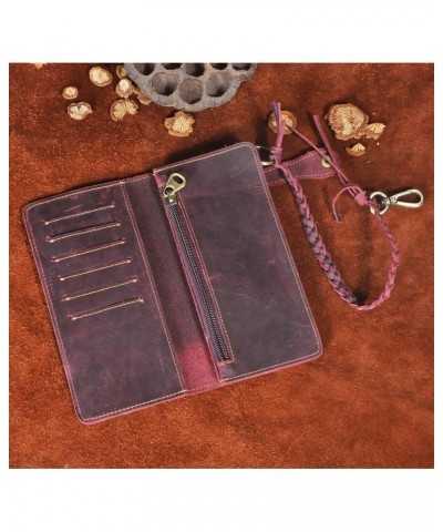 Womens Genuine Leather Bifold Organizer Checkbook Wallet Vintage Style Card Case (1 Wine Dragon) $27.12 Wallets