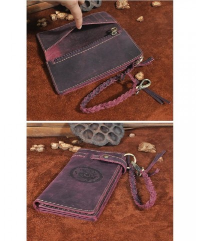 Womens Genuine Leather Bifold Organizer Checkbook Wallet Vintage Style Card Case (1 Wine Dragon) $27.12 Wallets