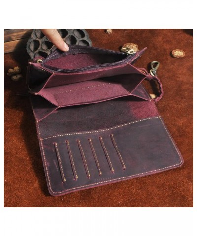 Womens Genuine Leather Bifold Organizer Checkbook Wallet Vintage Style Card Case (1 Wine Dragon) $27.12 Wallets