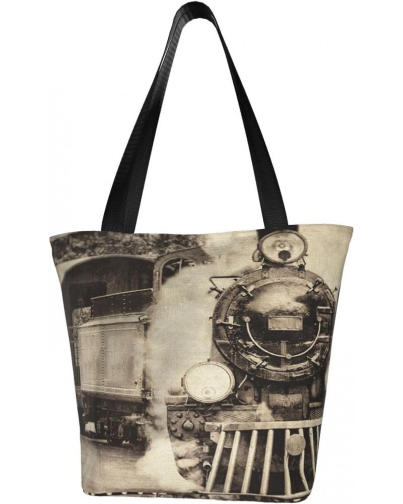 Shoulder Bag Vintage Train Fashion Travel Handbag For Women Girls $14.95 Totes