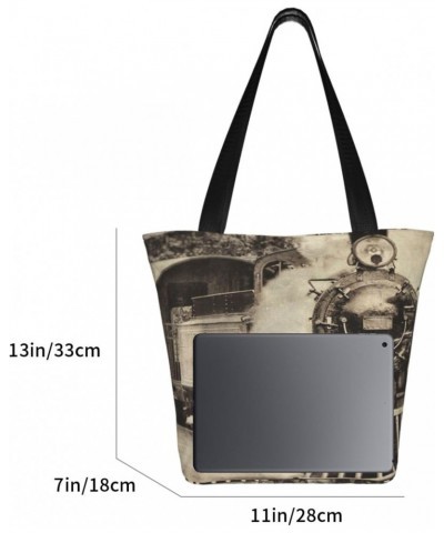 Shoulder Bag Vintage Train Fashion Travel Handbag For Women Girls $14.95 Totes