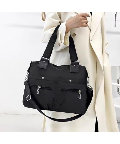 Large Capacity Waterproof Multi Pocket Shoulder Bag，Women's Handbag Nylon Tote Bag Fashion Travel Bag Grey $14.57 Totes