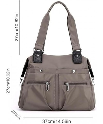 Large Capacity Waterproof Multi Pocket Shoulder Bag，Women's Handbag Nylon Tote Bag Fashion Travel Bag Grey $14.57 Totes