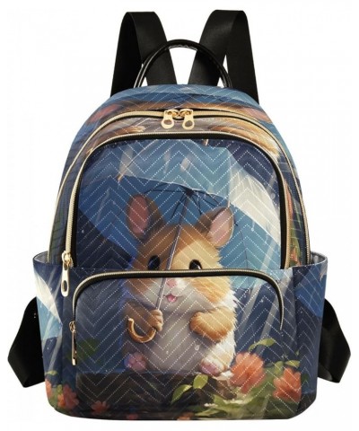 Hamster Flower Ran Women Backpack Purse Ladies Fashion Shoulder Bag Daypack Travel Bag 7.5L Small $13.95 Backpacks