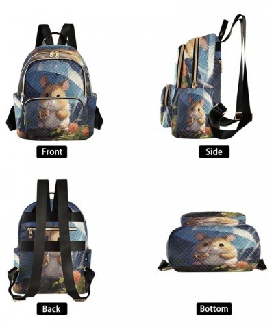 Hamster Flower Ran Women Backpack Purse Ladies Fashion Shoulder Bag Daypack Travel Bag 7.5L Small $13.95 Backpacks