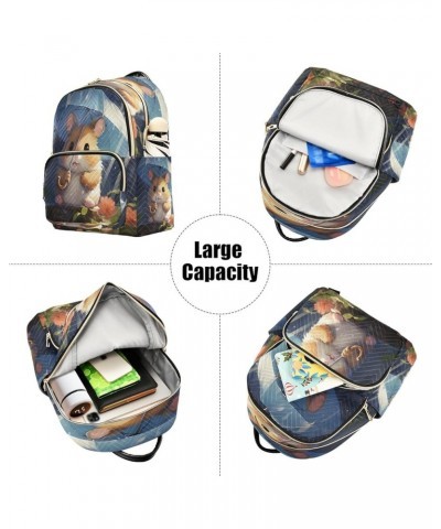 Hamster Flower Ran Women Backpack Purse Ladies Fashion Shoulder Bag Daypack Travel Bag 7.5L Small $13.95 Backpacks