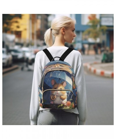 Hamster Flower Ran Women Backpack Purse Ladies Fashion Shoulder Bag Daypack Travel Bag 7.5L Small $13.95 Backpacks