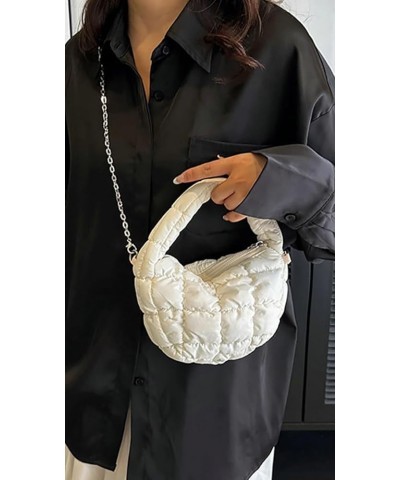 Quilted Hobo Bag Women's Padding Down Cotton Shoulder Crossbody Purse Handbag Dumpling Totes Satchels with Chain B-purple $17...