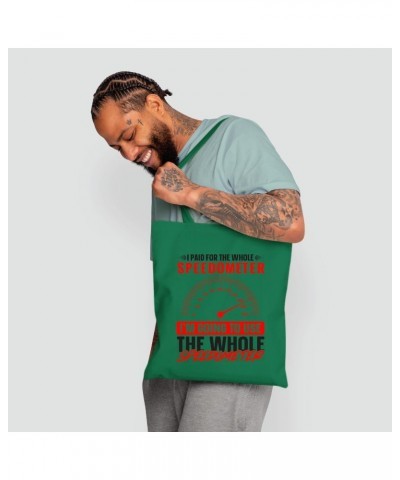 Humorous Gift for Motorcycle Racers I Paid for the Whole Speedometer Natural White Multicolor Canvas Tote Bag $16.52 Totes