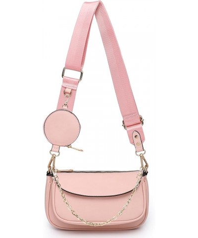 Small Crossbody Bags for Women Trendy 3 in 1 PU Leather Multi Pochette Shoulder Purse with Coin Purse Pink $18.69 Crossbody Bags