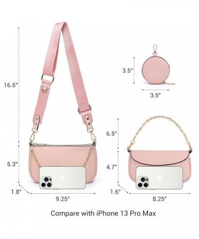 Small Crossbody Bags for Women Trendy 3 in 1 PU Leather Multi Pochette Shoulder Purse with Coin Purse Pink $18.69 Crossbody Bags