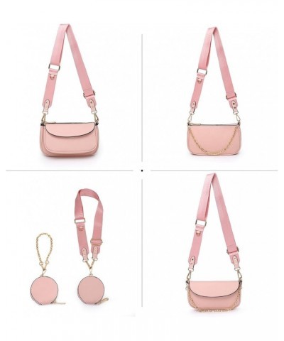 Small Crossbody Bags for Women Trendy 3 in 1 PU Leather Multi Pochette Shoulder Purse with Coin Purse Pink $18.69 Crossbody Bags