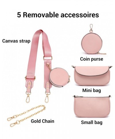 Small Crossbody Bags for Women Trendy 3 in 1 PU Leather Multi Pochette Shoulder Purse with Coin Purse Pink $18.69 Crossbody Bags