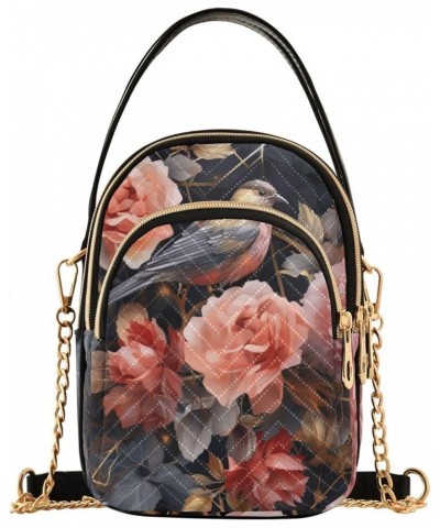 Floral of Roses Geometric Shoulder Bag, Fashion Crossbody Bag Small Crossbody Bags for Women Trendy Floral of Roses Geometric...