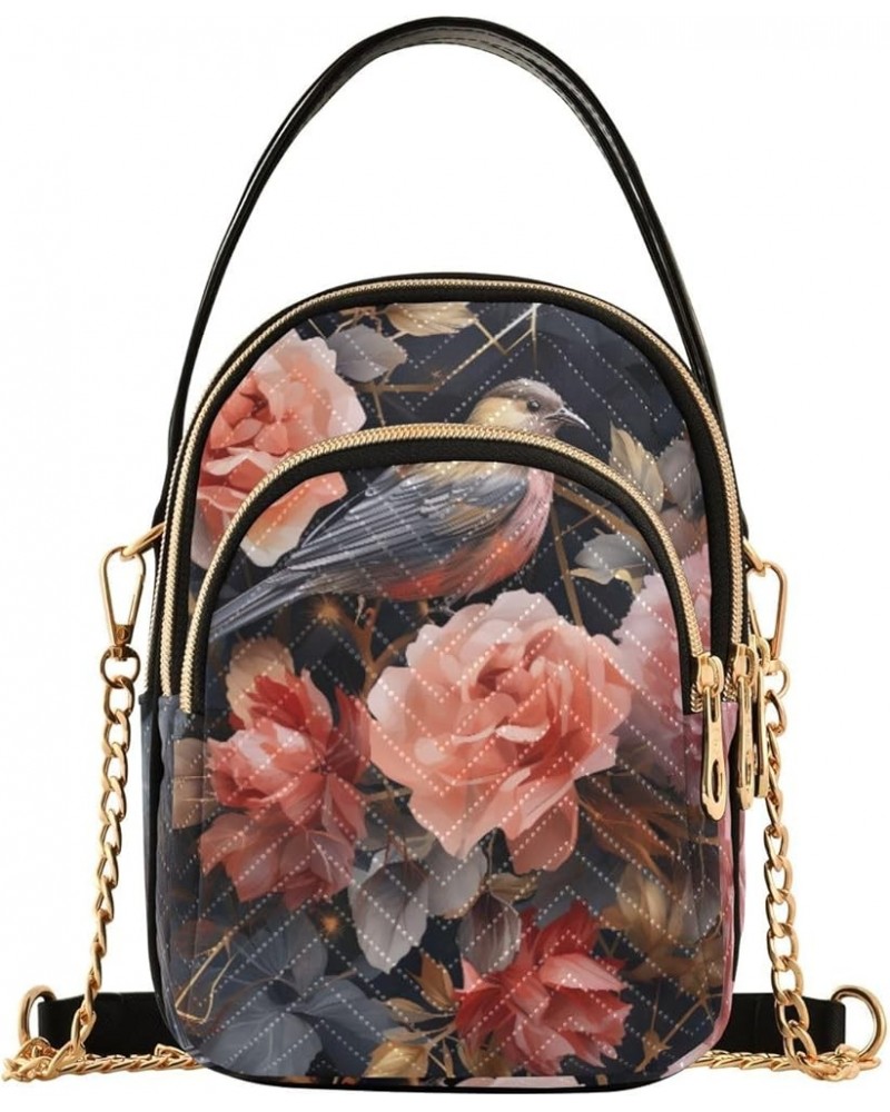 Floral of Roses Geometric Shoulder Bag, Fashion Crossbody Bag Small Crossbody Bags for Women Trendy Floral of Roses Geometric...