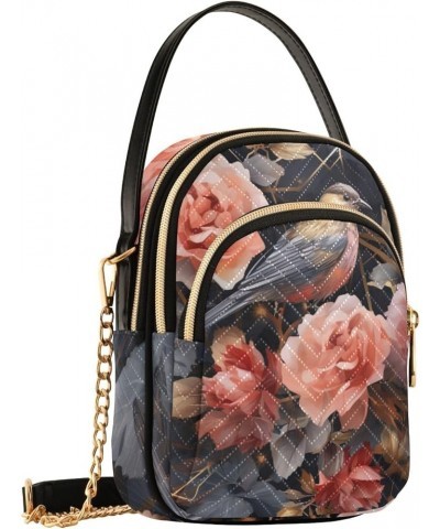 Floral of Roses Geometric Shoulder Bag, Fashion Crossbody Bag Small Crossbody Bags for Women Trendy Floral of Roses Geometric...