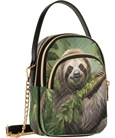 Cute Sloth Shoulder Bags for Women Retro Classic Handbag Purse Small Purses with Chain $14.03 Totes