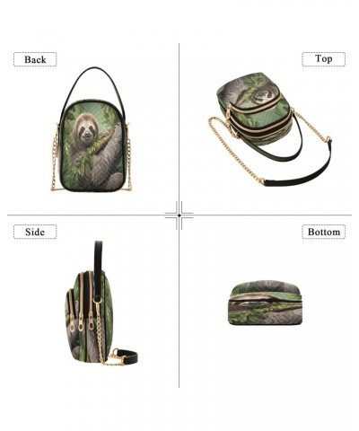 Cute Sloth Shoulder Bags for Women Retro Classic Handbag Purse Small Purses with Chain $14.03 Totes